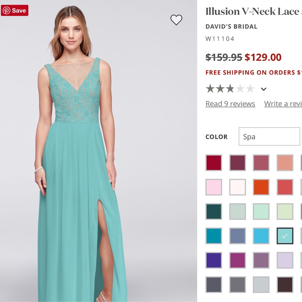 David’s bridal laced top bridesmaid dress